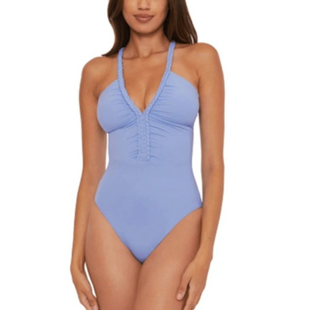 Soluna Swim Braided Maillot One Piece Swimsuit Periwinkle Blue Size Small NEW